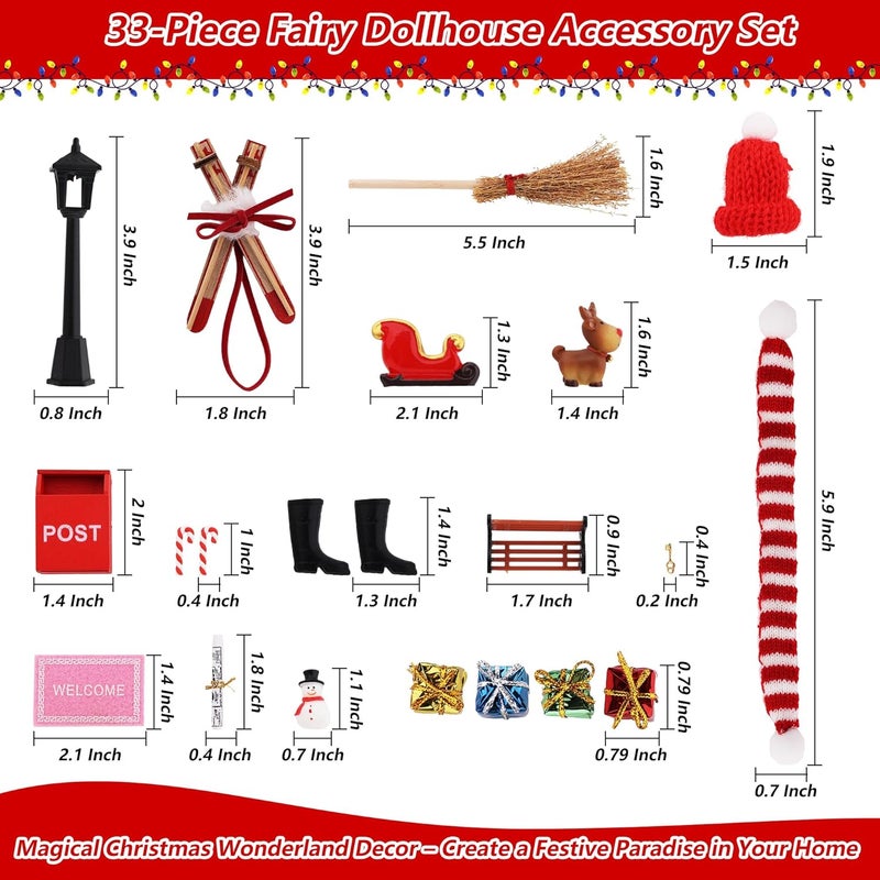 Aymolas Store Christmas Elf Girl Fairy Doors Decorations Fairy Wall Decor Miniature Tiny Wooden Tooth Mini Door Xmas Decor for Christmas Accessories Fairy Tale - Image 5